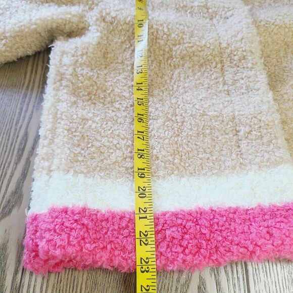 Anthropologie Teddy Coat XS Beige Pink Colorblock Snap Front Faux‎ Fur Jacket - Picture 9 of 10
